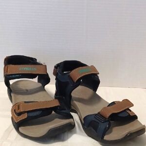 Paragon Stimulus Womens Brown and Turquoise Sandals. Sz 7
